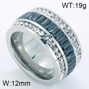 Stainless Steel Stone&Crystal Ring - KR32298-K