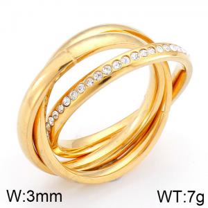 Stainless Steel Stone&Crystal Ring - KR32301-K