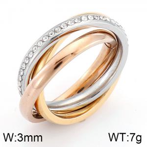 Stainless Steel Stone&Crystal Ring - KR32313-K