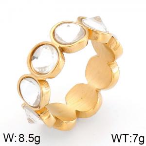 Stainless Steel Stone&Crystal Ring - KR32319-K