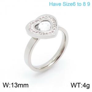 Stainless Steel Stone&Crystal Ring - KR32969-K