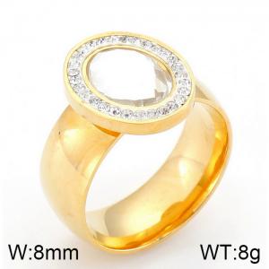 Stainless Steel Stone&Crystal Ring - KR33010-K