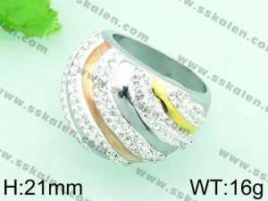  Stainless Steel Stone&Crystal Ring - KR33225-L