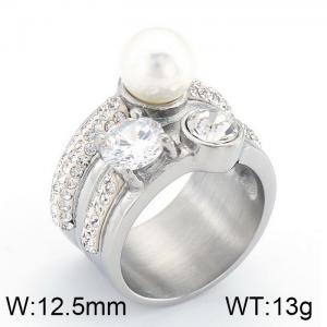 Stainless Steel Stone&Crystal Ring - KR33253-K