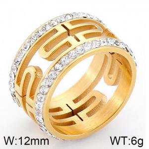 Stainless Steel Stone&Crystal Ring - KR33254-K