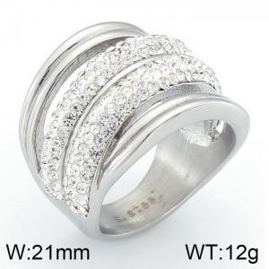 Stainless Steel Stone&Crystal Ring - KR33256-K