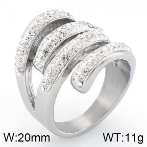 Stainless Steel Stone&Crystal Ring - KR33258-K