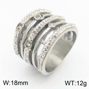 Stainless Steel Stone&Crystal Ring - KR33259-K
