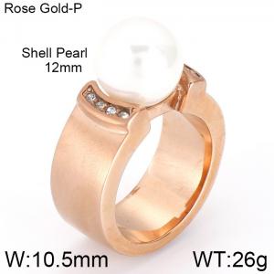 Stainless Steel Rose Gold-plating Ring - KR33496-K