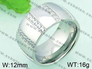  Stainless Steel Stone&Crystal Ring - KR33498-K