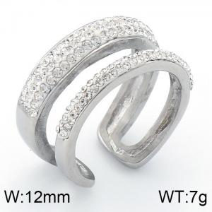 Stainless Steel Stone&Crystal Ring - KR33521-K