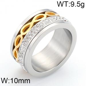 Stainless Steel Stone&Crystal Ring - KR33528-K