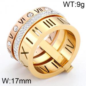 Multi ring ring with diamond and Roman letters trendy fashion accessory ring - KR33531-K