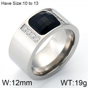 Stainless Steel Stone&Crystal Ring - KR33793-K