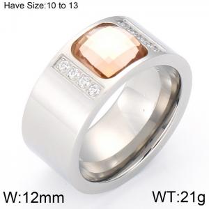 Stainless Steel Stone&Crystal Ring - KR33794-K