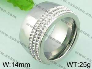  Stainless Steel Stone&Crystal Ring - KR33799-K