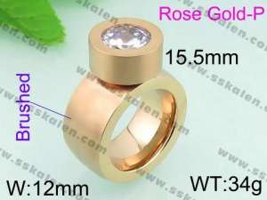 Stainless Steel Rose Gold-plating Ring - KR34459-K