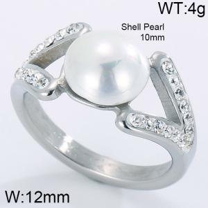 Stainless Steel Stone&Crystal Ring - KR34525-K