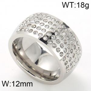 Stainless Steel Stone&Crystal Ring - KR34528-K