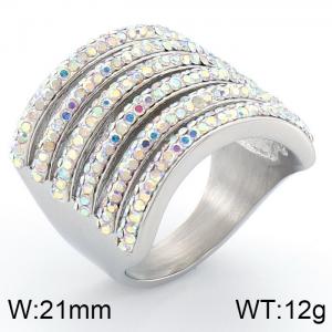 Stainless Steel Stone&Crystal Ring - KR34614-AD