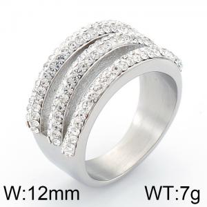 Stainless Steel Stone&Crystal Ring - KR34669-K