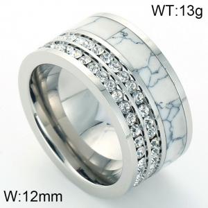 Stainless Steel Stone&Crystal Ring - KR34886-K