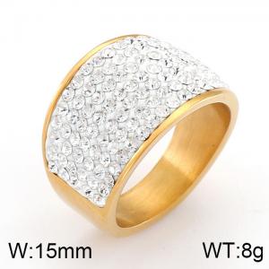 Stainless Steel Stone&Crystal Ring - KR34976-K