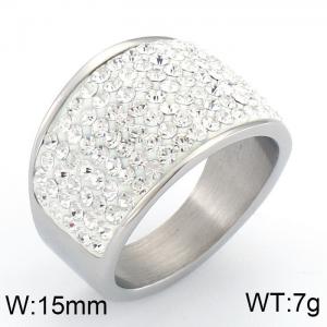 Stainless Steel Stone&Crystal Ring - KR34977-K