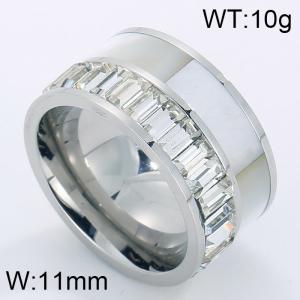 Stainless Steel Stone&Crystal Ring - KR34983-K