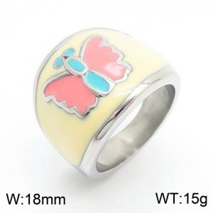 Stainless Steel Enamel Ring - KR35347-K