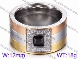 Stainless Steel Stone&Crystal Ring - KR35734-K