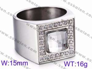 Stainless Steel Stone&Crystal Ring - KR35781-K
