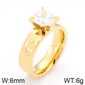 Stainless Steel Stone&Crystal Ring - KR35829-K