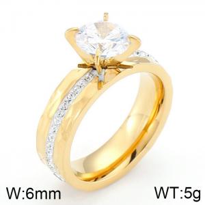 Stainless Steel Stone&Crystal Ring - KR35834-K