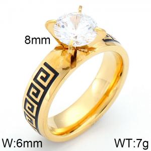 Stainless Steel Stone&Crystal Ring - KR35930-K