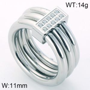 Stainless Steel Stone&Crystal Ring - KR36005-K