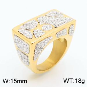 Stainless Steel Stone&Crystal Ring - KR36008-K