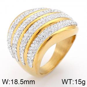 Stainless Steel Stone&Crystal Ring - KR36009-K