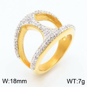 Stainless Steel Stone&Crystal Ring - KR36011-K