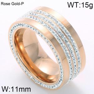 Stainless Steel Stone&Crystal Ring - KR36141-K