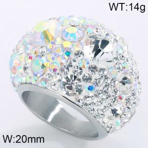 Stainless Steel Stone&Crystal Ring - KR36436-K