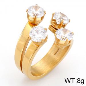 Stainless Steel Stone&Crystal Ring - KR36579-K