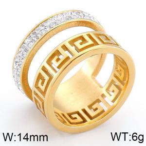 Stainless Steel Stone&Crystal Ring - KR36638-K