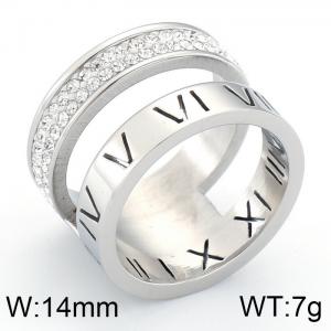 Stainless Steel Stone&Crystal Ring - KR36639-K