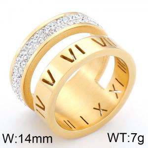 Stainless Steel Stone&Crystal Ring - KR36640-K