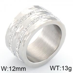 Stainless Steel Stone&Crystal Ring - KR36838-K