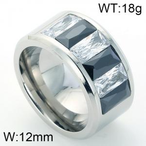 Stainless Steel Stone&Crystal Ring - KR37132-K