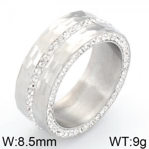 Stainless Steel Stone&Crystal Ring - KR37210-K