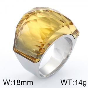 Stainless Steel Stone&Crystal Ring - KR37529-K