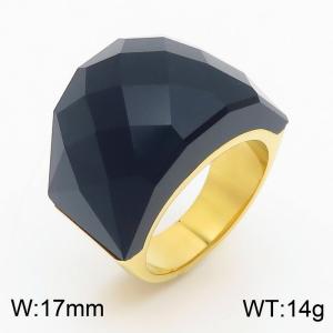 Stainless Steel Stone&Crystal Ring - KR37554-K